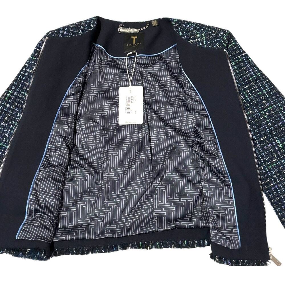 NWT Ted Baker Blazer - Size 8 - Teal Tweed w/ Zipper Details - Picture 8 of 16